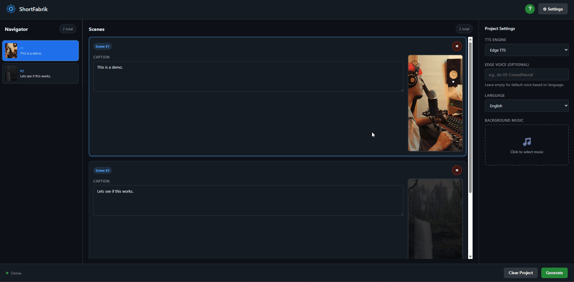 Select background music